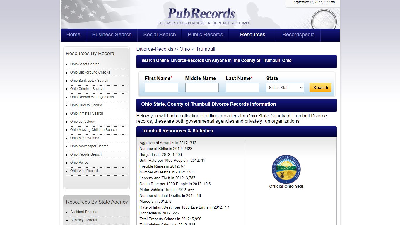 Trumbull County, Ohio Divorce Records